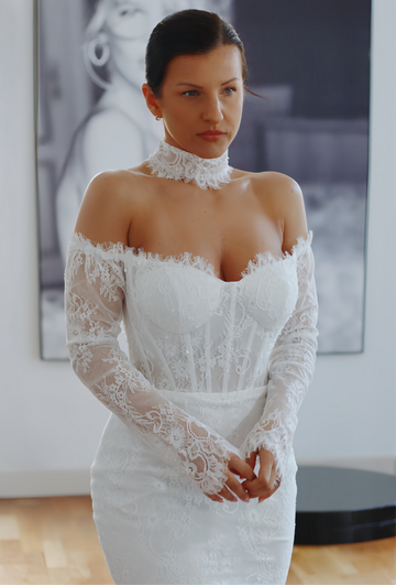 Luxury Detachable Lace Wedding Sleeves with Sequins